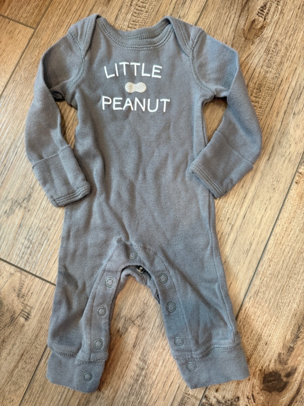 Carter's Gray "Little Peanut" Long-Sleeve Footed One-Piece